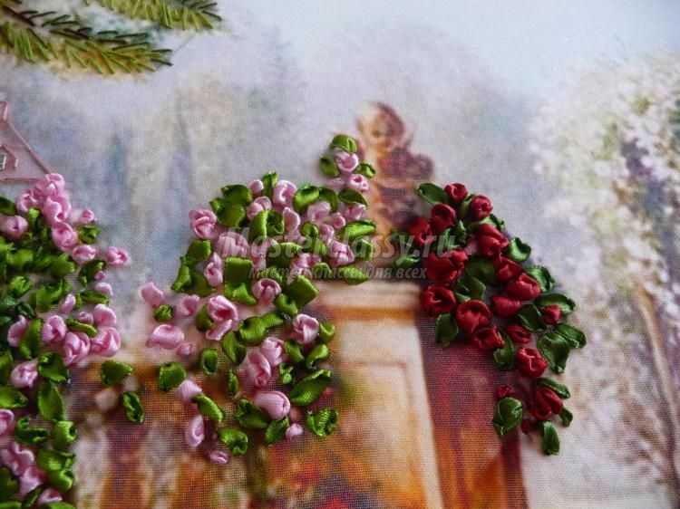 Вышивка лентами картины. розовый рай. часть 4. мастер-класс с пошаговыми фото