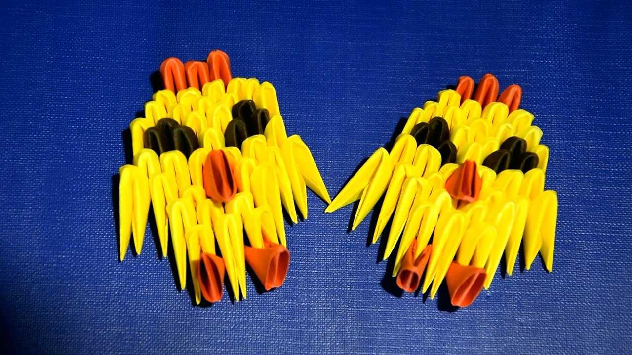 Модульное оригами цыплёнок. схема сборки. пошаговая инструкция с фото