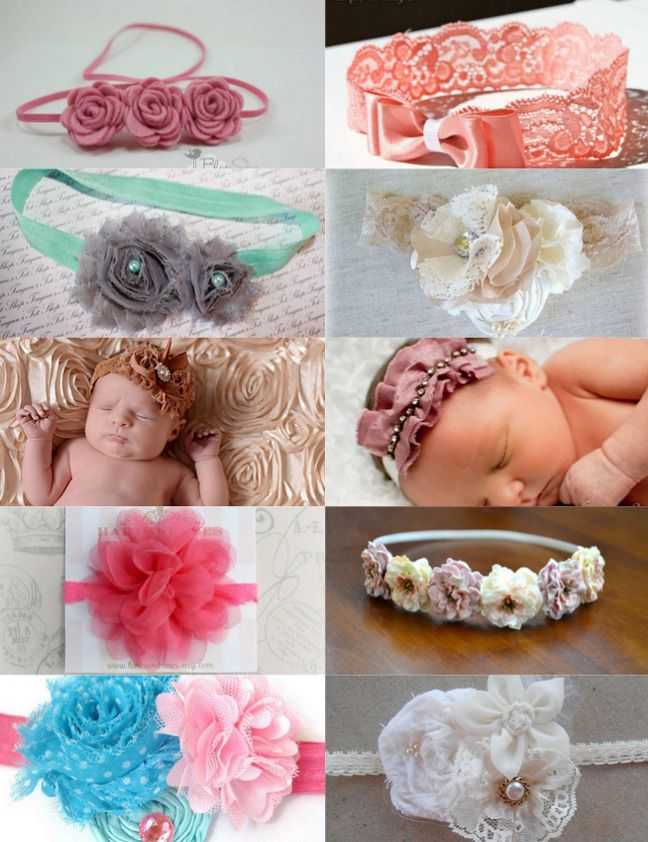Повязки на голову для новорожденных (39 фото): модели для малышки с цветами из фоамирана и с бантом
