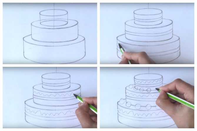 Как нарисовать торт поэтапно карандашом - советы и идеи для начинающих