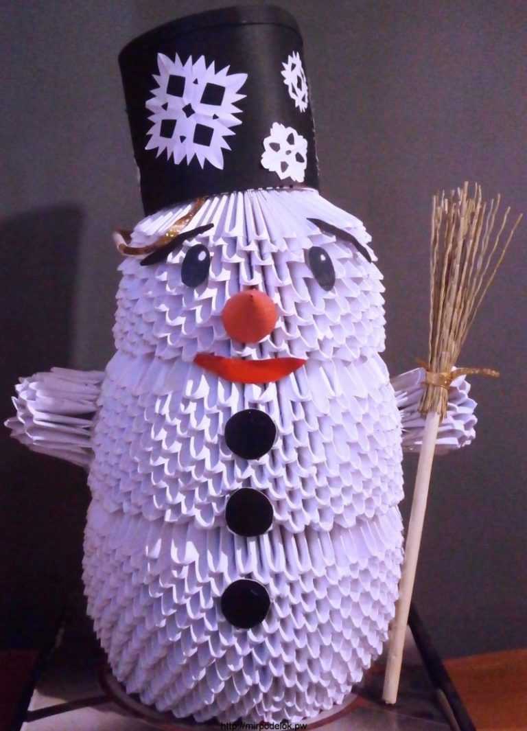 Панно снеговик в технике модульного оригами | dodim