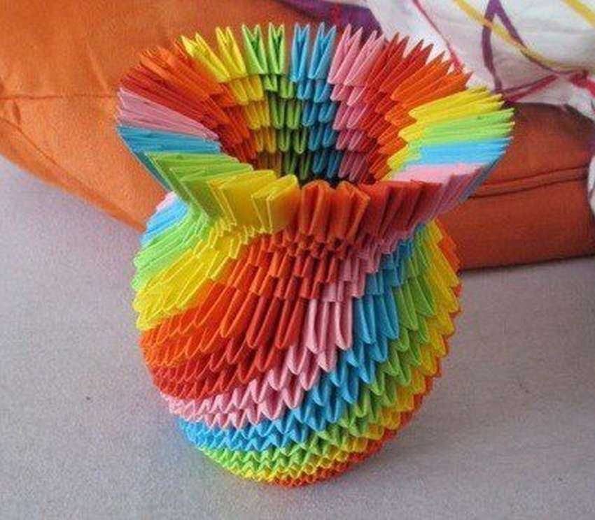 Модульное оригами «ваза» для начинающих пошагово с фото