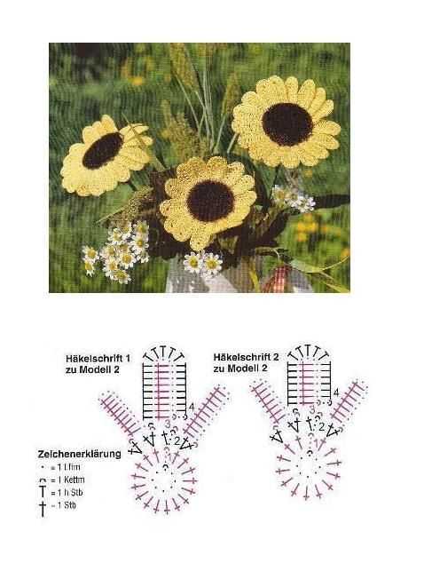 Маленькие цветы крючком со схемами и пошаговым описанием
