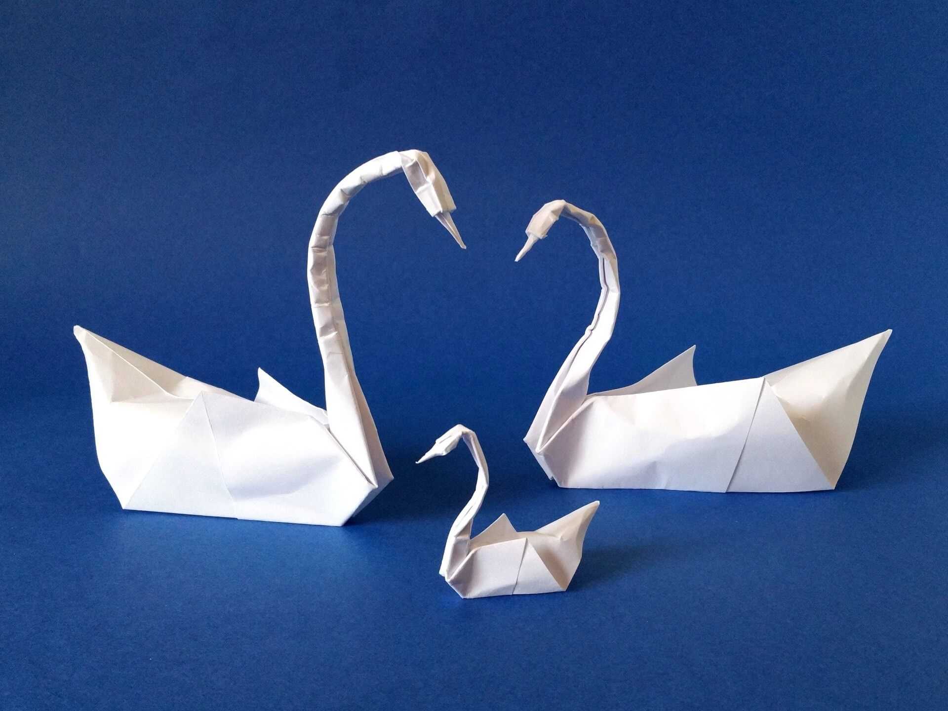 Двойной лебедь оригами своими руками