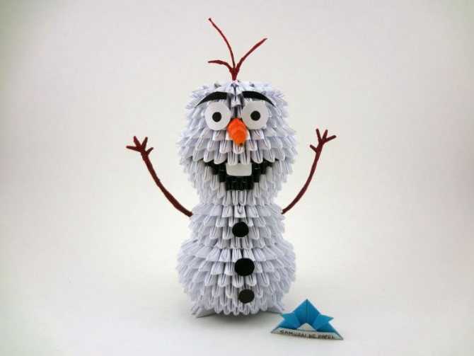 Делаем снеговика оригами, модульное оригами снеговик, мастер класс