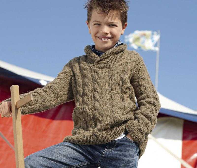 Пуловер с капюшоном для мальчика 4 лет спицами