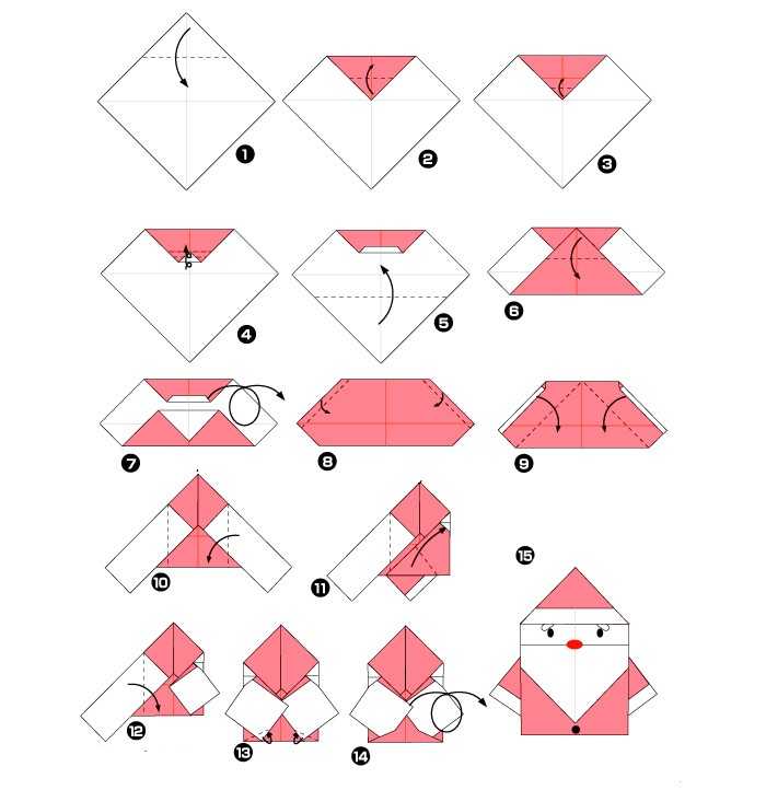 Дед мороз из бумаги (оригами) - 3 варианта - коробочка идей и мастер-классов