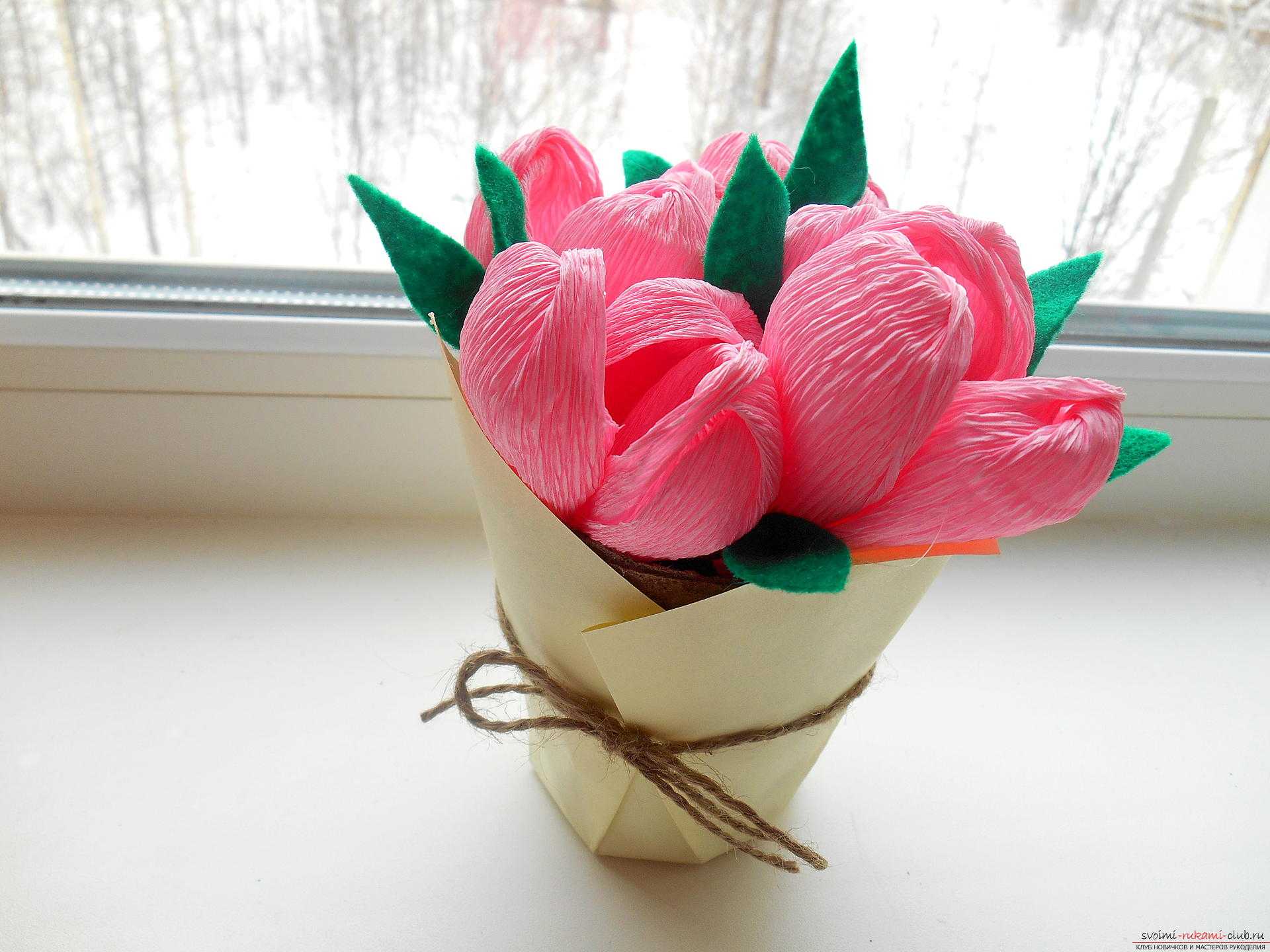 Букет тюльпанов из бумаги (оригами) — 3 варианта