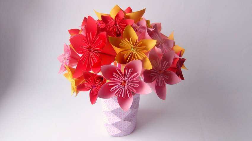 Модульное оригами. букет цветов к 8 марта. мастер-класс с пошаговыми фото