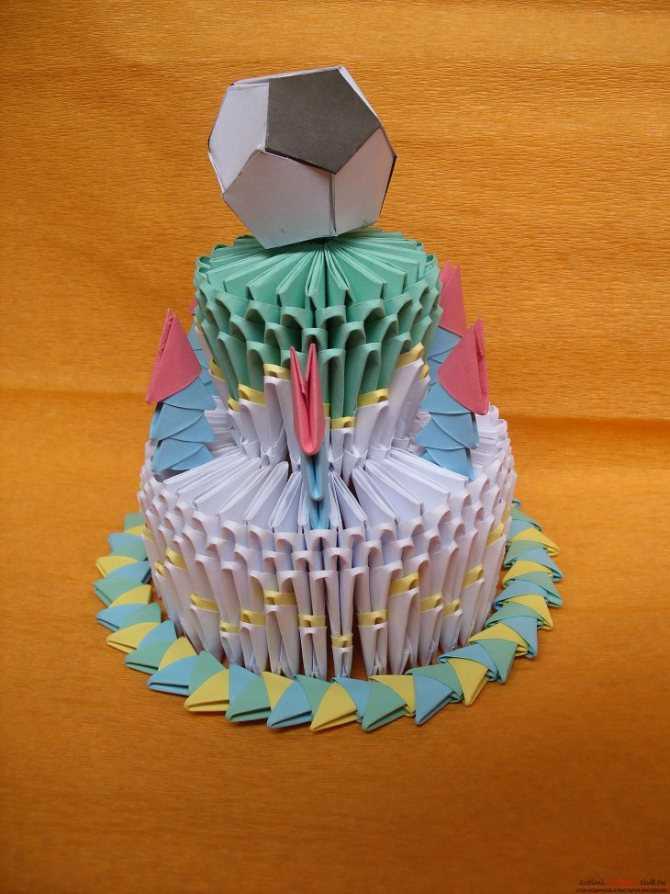 Поделка изделие день рождения оригами китайское модульное юбилейный торт модульное оригами бумага