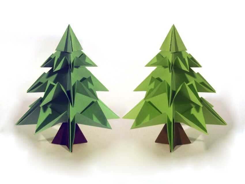 Елочка оригами из бумаги: пошаговая инструкция с фото и описанием