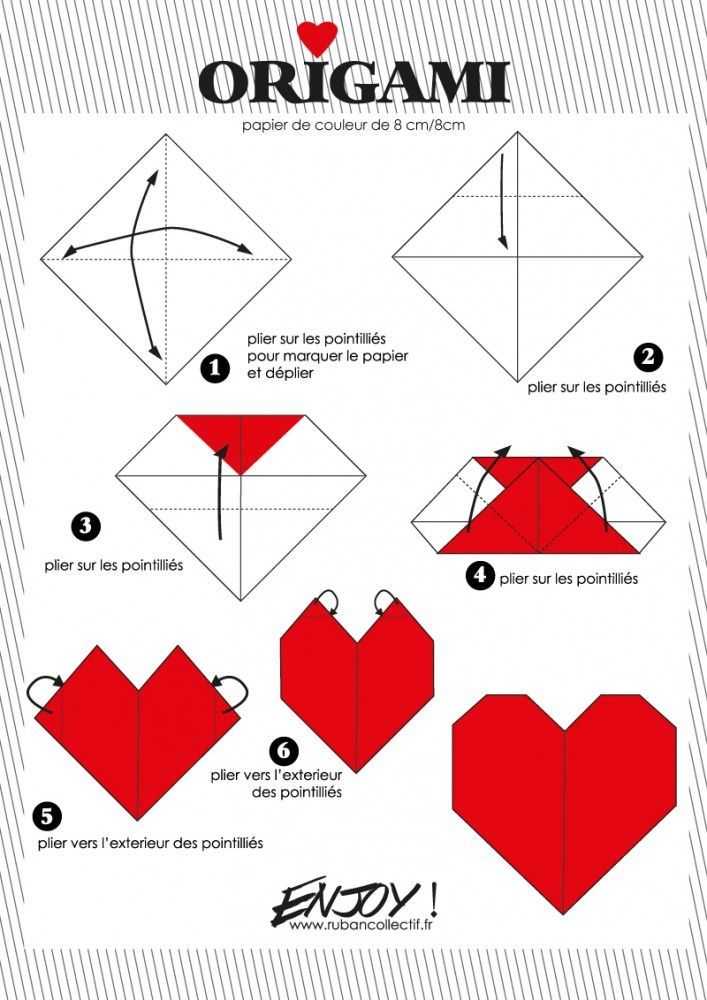 Описание, как сделать пошагово объёмное сердце в технике оригами своими руками