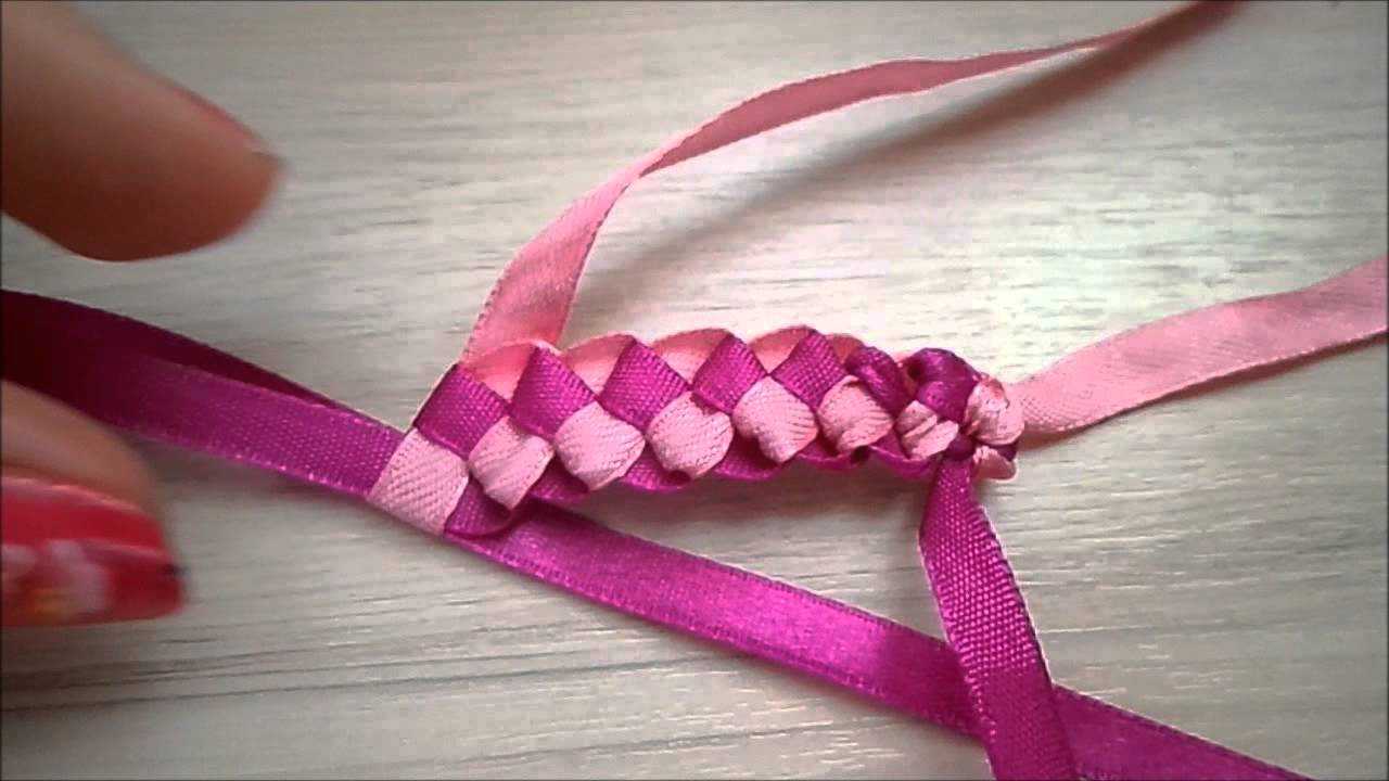 Плетение браслетов из атласных ленточек для начинающих