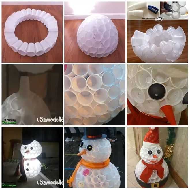 Снеговик из стаканчиков с гирляндой. снеговик из пластиковых стаканчиков своими руками пошагово — инструкции с фото и видео