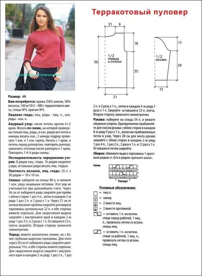 Женственный пуловер с ажурными узорами спицами – 6 моделей со схемами и описанием - пошивчик одежды