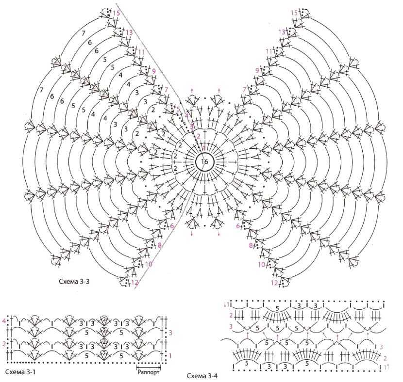 Кость крючком схема