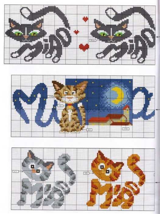 Вышивка крестом: коты и кошки, простые схемы для начинающих рукодельниц