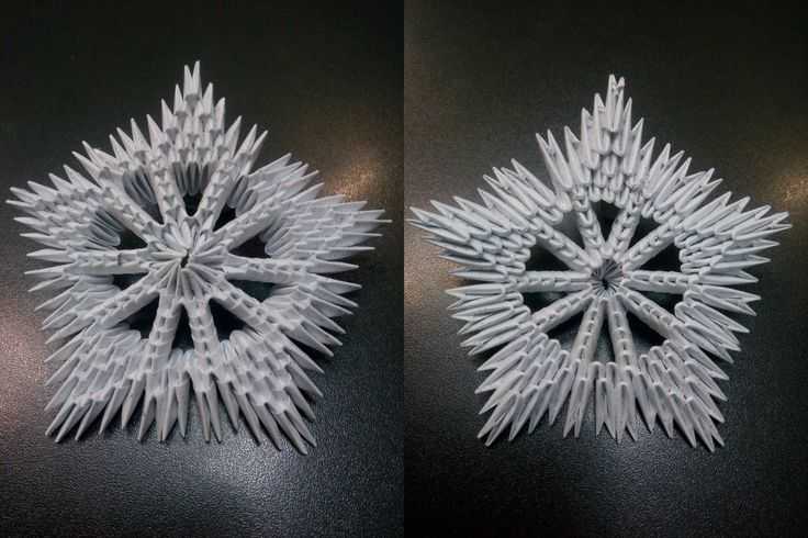 Модульное оригами: создание снежинок из белой бумаги