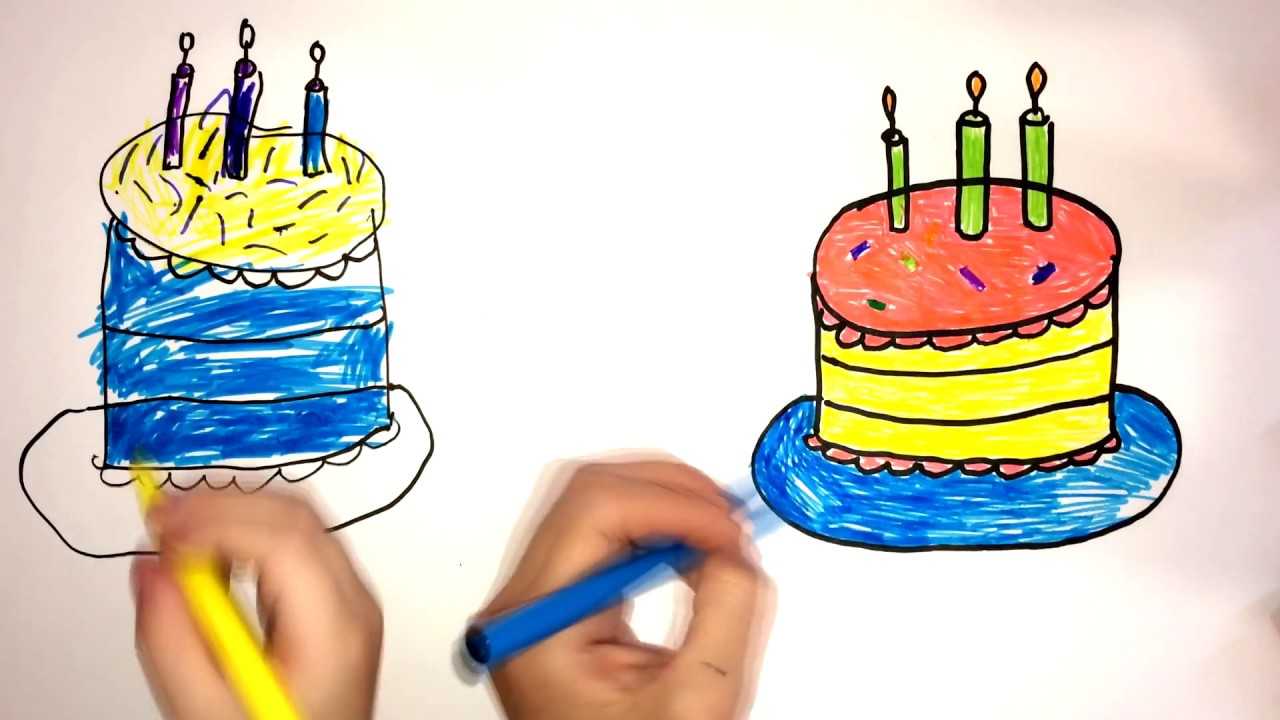 Как нарисовать торт карандашами поэтапно