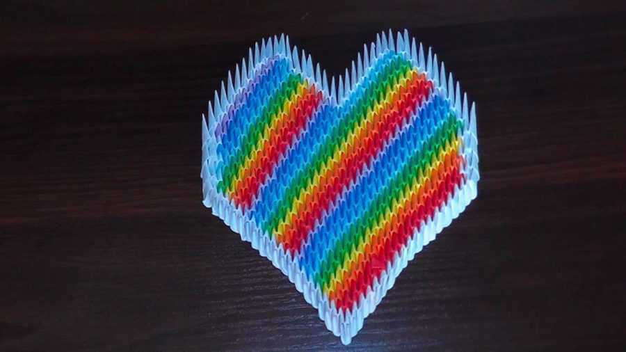Картина панно рисунок мастер-класс валентинов день оригами китайское модульное нежное сердце модульное оригами бумага клей