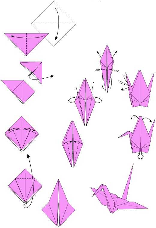 Подробная инструкция выполнения классического летящего журавлика из бумаги схемы и рекомендации его выполнения
