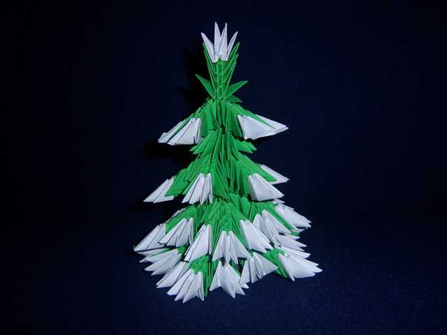 Как сделать оригами елку, простую, пушистую, модульную, своими руками