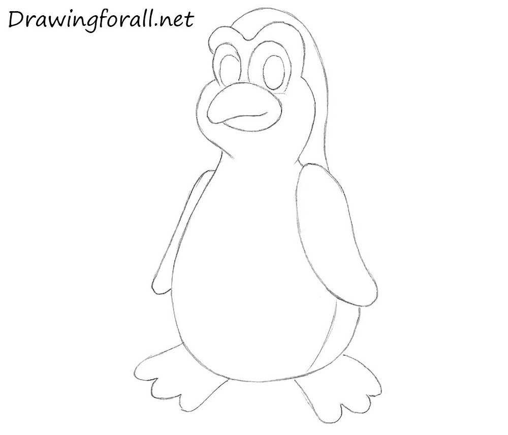 Как нарисовать пингвина красками поэтапно - легкий урок рисования для детей