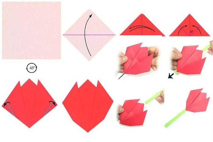 Букет тюльпанов из бумаги (оригами) — 3 варианта