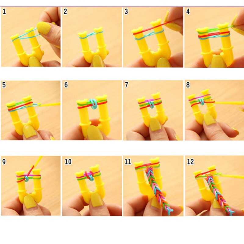 Схемы плетения браслетов из резинок. как и чем плести? пошаговые алгоритмы изготовления браслетов из резинок.