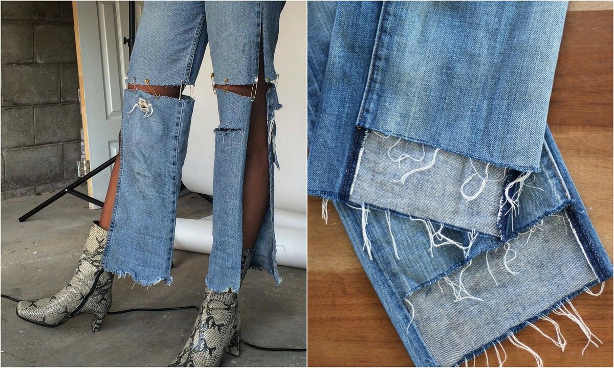 Лайфхак: джинсы с бахромой своими руками. как обрезать джинсы внизу по модному