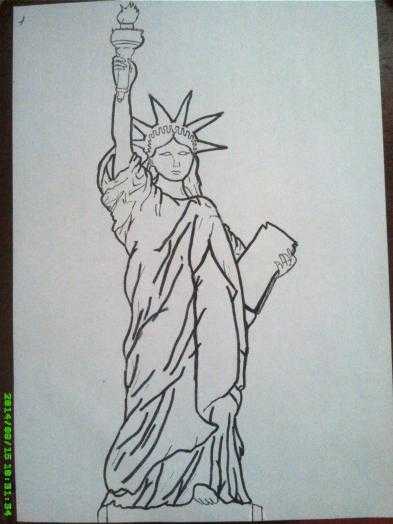 Как нарисовать статую свободы карандашом поэтапно?