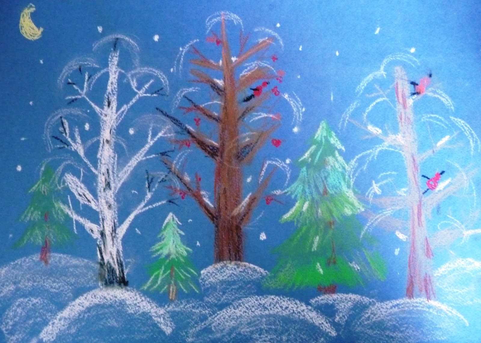 Нарисовать зимний лес