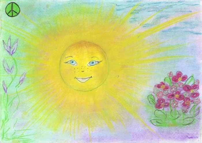 «лучики солнышка». рисование цветными карандашами