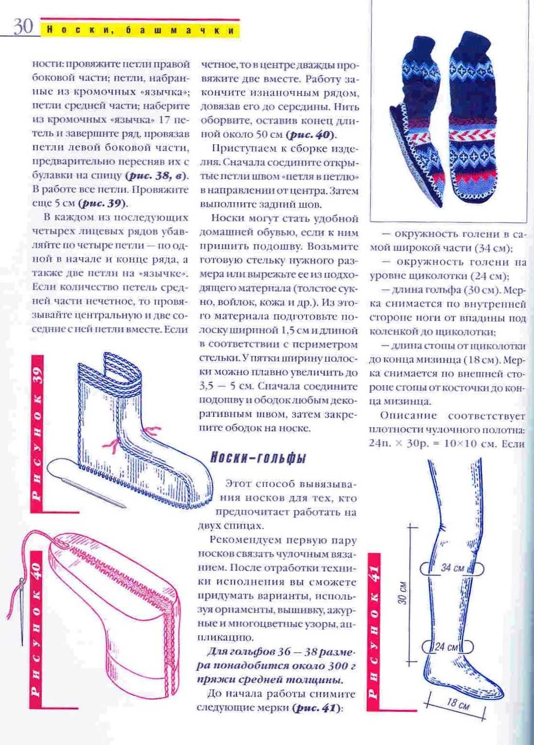 Вязаные носки на двух и пяти спицах - подробное описание схем вязания