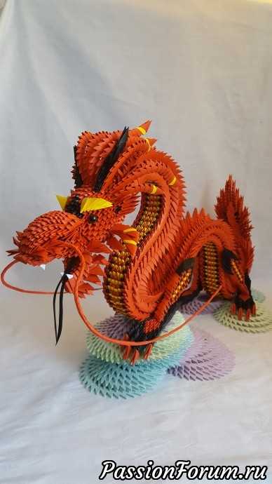 Мастер-класс поделка изделие оригами китайское модульное мк дракон №3 крапивник бумага