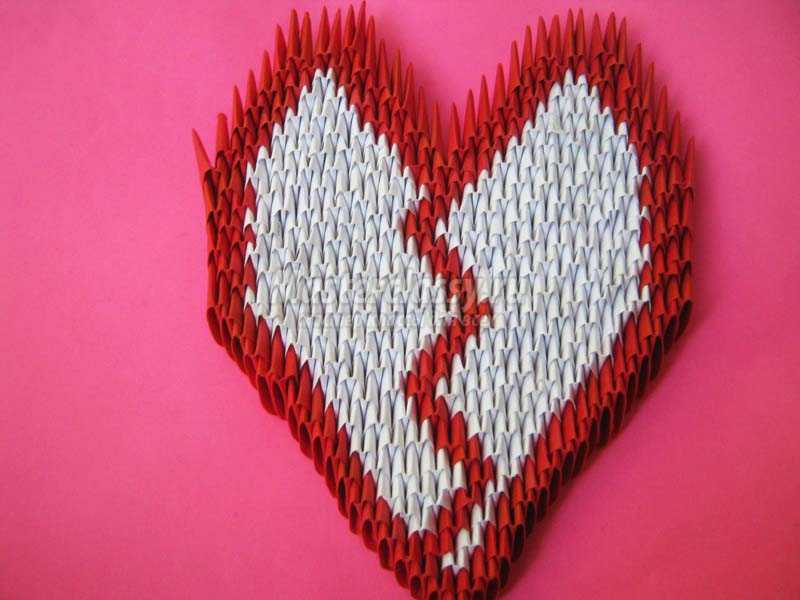 Объемное сердце: модульное оригами и валентинка на подставке - пошаговая инструкция по изготовлению и видеоматериалы