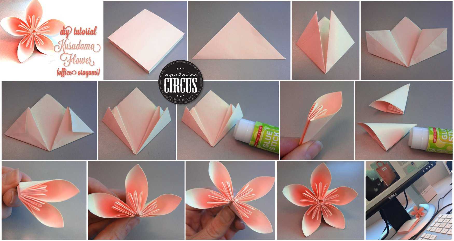 Цветы оригами из бумаги - этапы создания и сборки моделей для начинающих (135 фото)