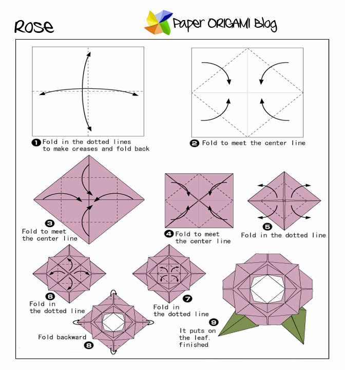 Оригами роза из бумаги: несколько несложных вариантов сборки
