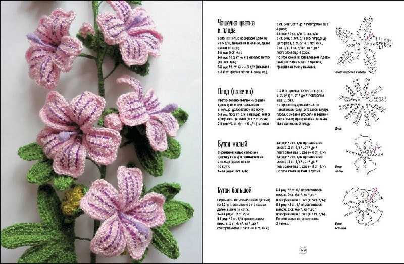 Маленькие цветы крючком со схемами и пошаговым описанием
