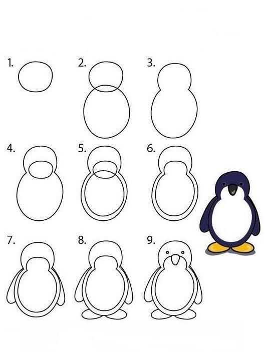 Как поэтапно нарисовать пингвина: уроки для детей и взрослых