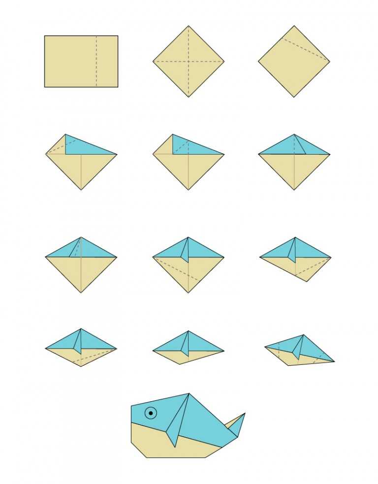 Простая рыбка оригами - оригамир