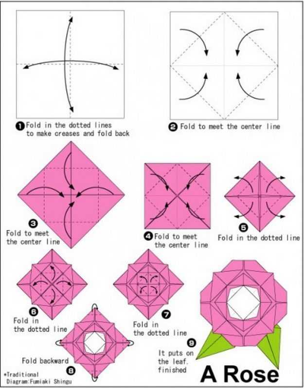 Роза-оригами из бумаги: как сделать, схемы оригами розочки, видео