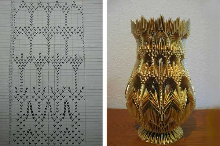 Поделка изделие 8 марта день матери оригами китайское модульное мк ваза "лотос" бумага