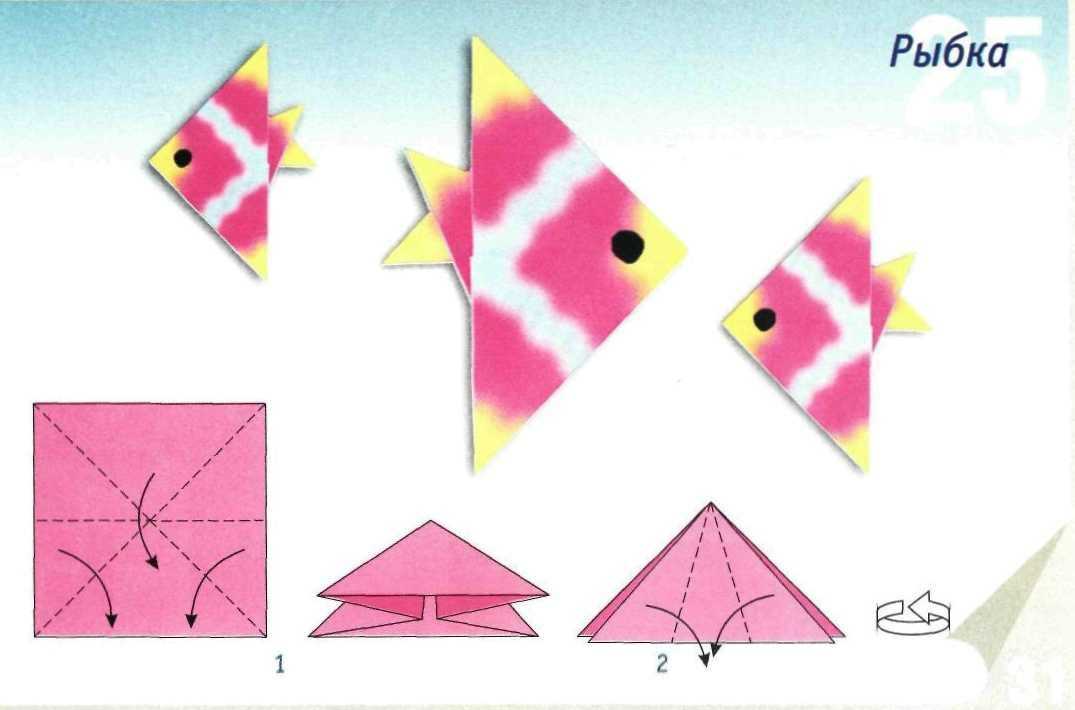 Движущаяся рыбка оригами из бумаги