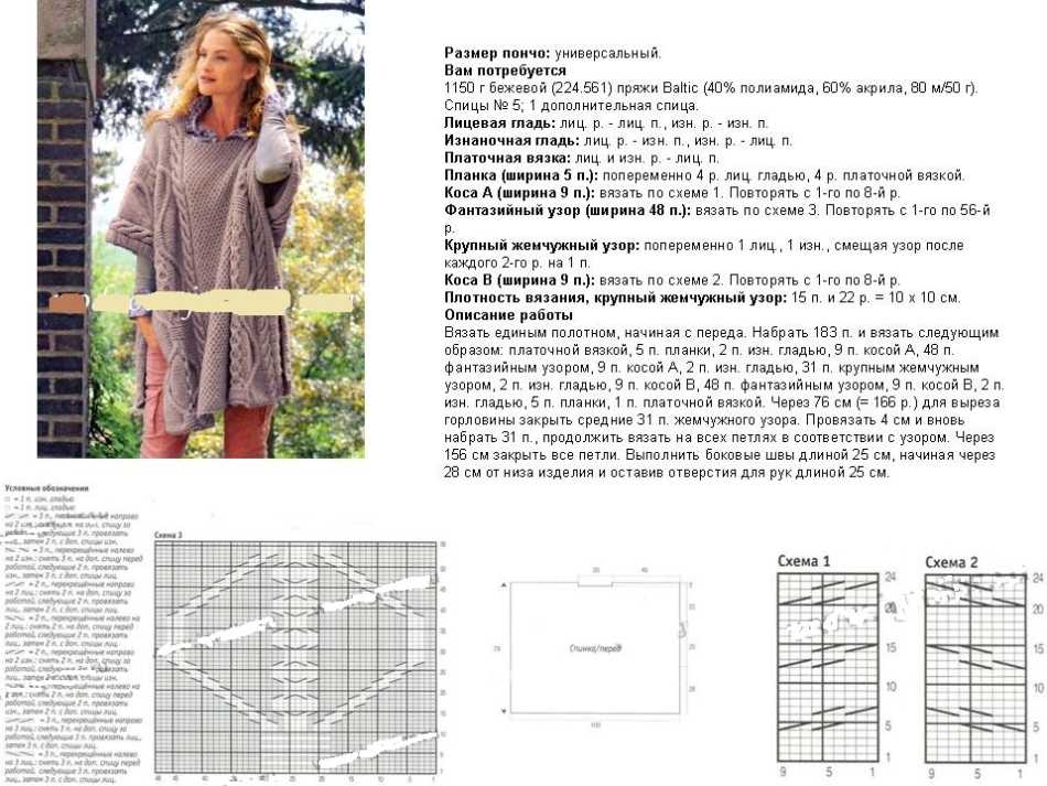 Вязание пончо крючком и спицами: просто и быстро; для женщины и девочки; схемы и описание