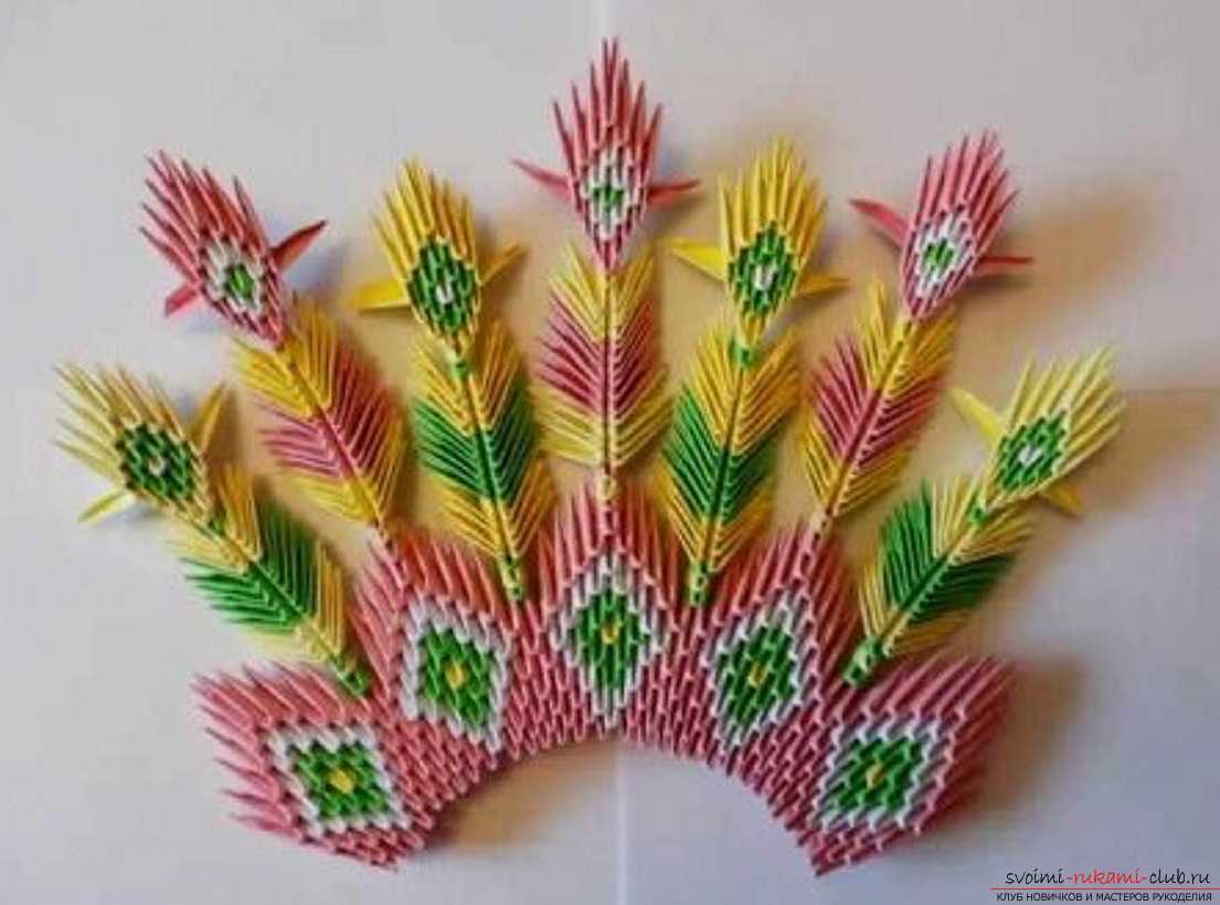 Павлин оригами - пошаговая инструкция