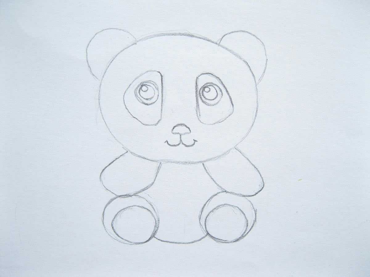 Поэтапное рисование панды карандашом