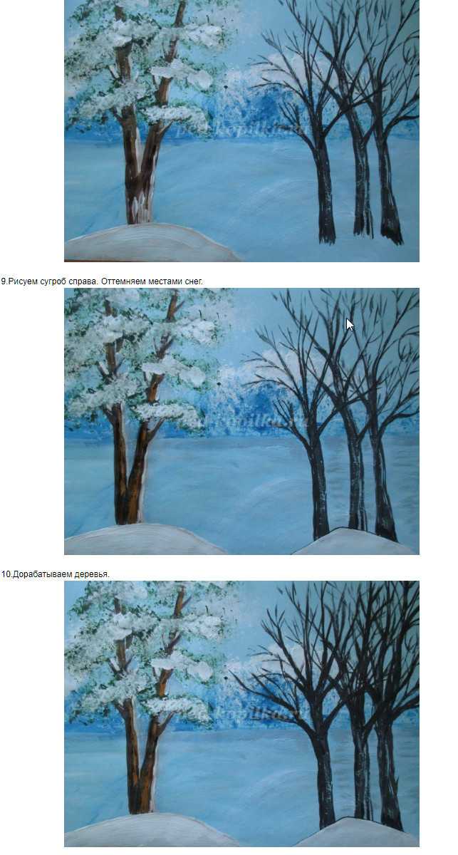 Рисунки на тему зима: что можно нарисовать красками и карандашом