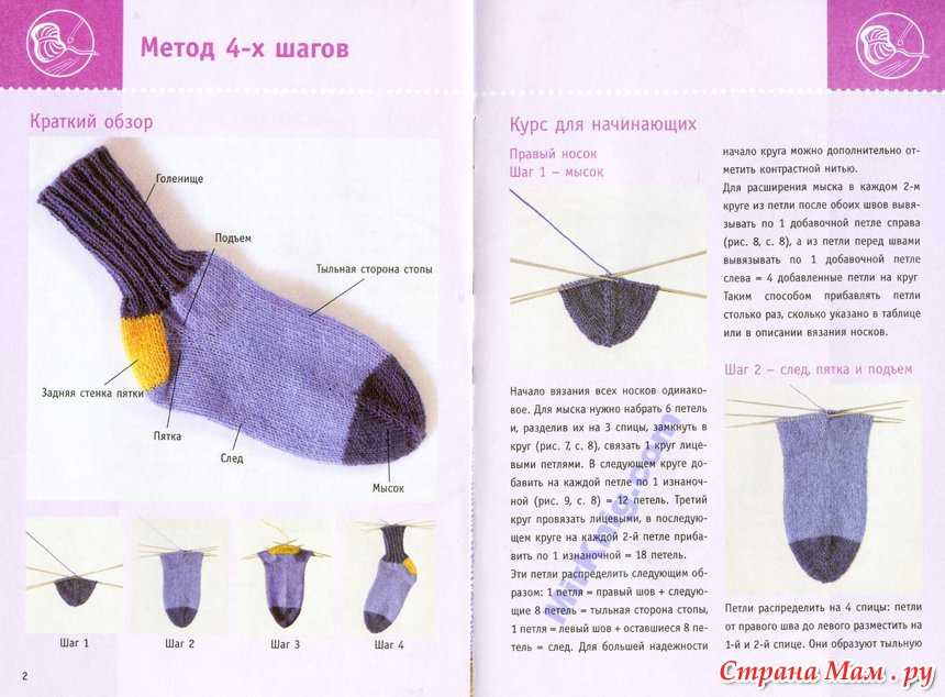 Детские носки на двух спицах без единого шва