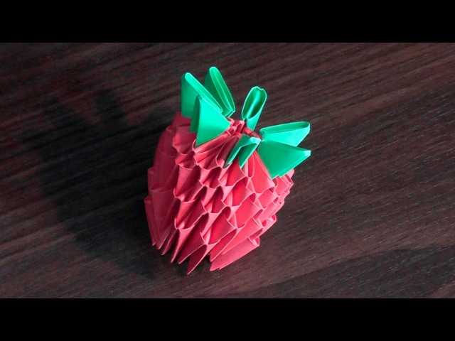 Оригами клубника из модулей - оригамир